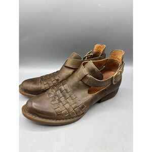 Born Viveka Womens Woven Leather Cut Out Ankle Booties Brown F13629 Size 8 M